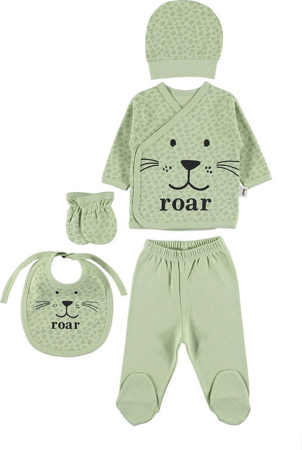 Roar - Baby newborn 5-delige kleding set jongens - Newborn kleding set - Newborn set - Babykleding - Babyshower cadeau - Kraamcadeau