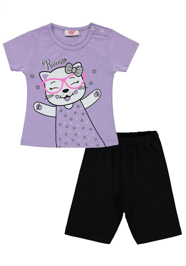 Princess T-shirt & short meisjes- Tweedelige set