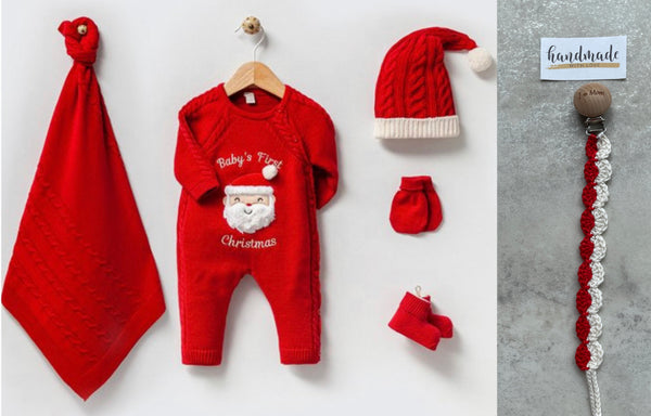 Christmas Baby newborn 5-delige kleding set meisjes - Fopspeenkoord cadeau - Newborn kleding set - Newborn set - Babykleding - Babyshower cadeau - Kraamcadeau