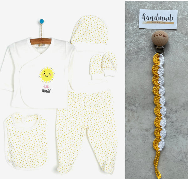 I love mum&dad - Baby newborn 10-delige newborn kleding set meisjes- Fopspeenkoord en haarclip cadeau - Newborn set - Babykleding - Babyshower cadeau - Kraamcadeau