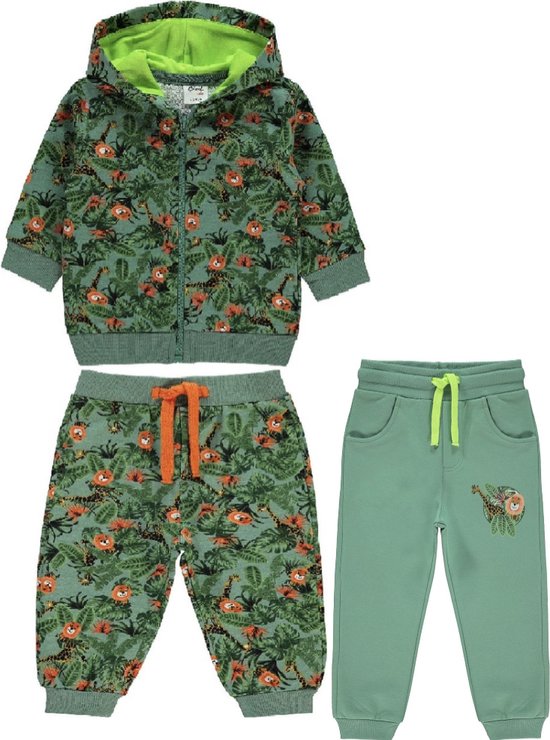 Jungle dieren vest & 2 broekjes set jongens