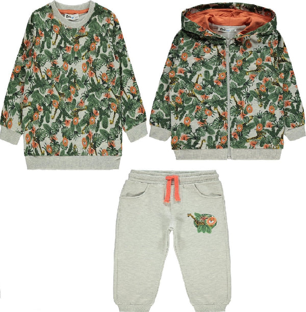 Jungle dieren vest, sweater & broek set