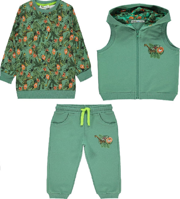 Jungle dieren vest, sweater & broek set