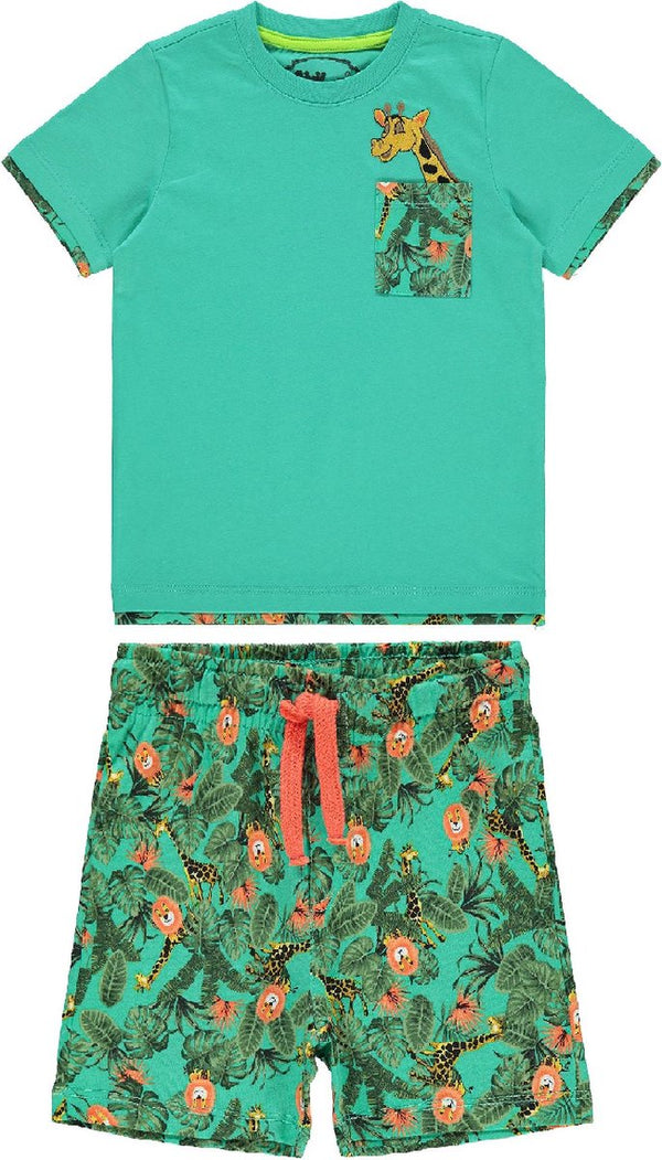 Jungle dieren - Tweedelige set T-shirt en short jongens