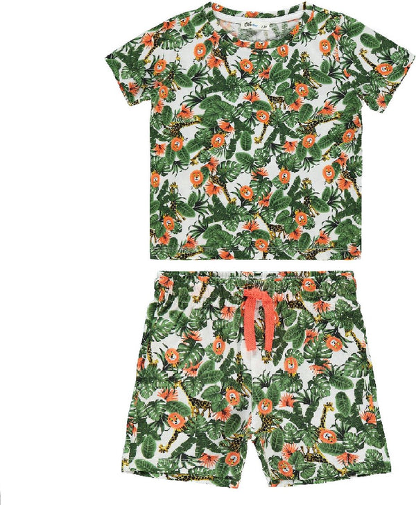 Jungle dieren T-shirt & short jongens - Tweedelige set