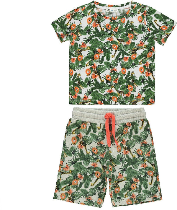 Jungle dieren tweedelige t-shirt & short set jongens set