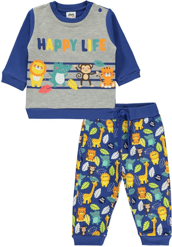 Jungle dieren tweedelige sweater & broek set jongens - Babykleding