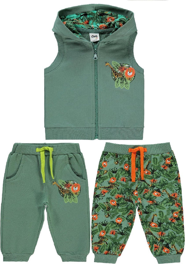 Jungle dieren vest & 2 broekjes set