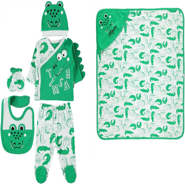 Deken cadeau - Baby newborn 5-delige set jongens - Krokodil Babykleding