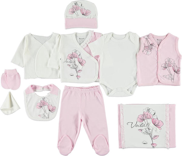 Krabwantjes cadeau - Bloemen baby newborn 10-delige set meisjes - Babykleding