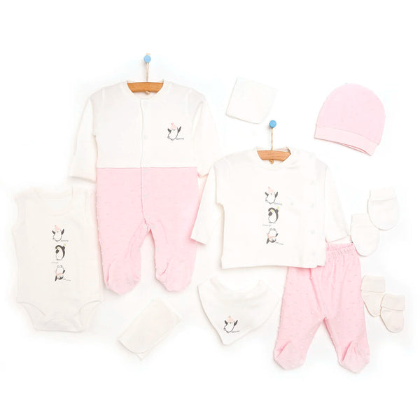 Pinguïn 10-delige baby newborn kleding set meisje - Newborn set - Babykleding - Babyshower cadeau - Kraamcadeau