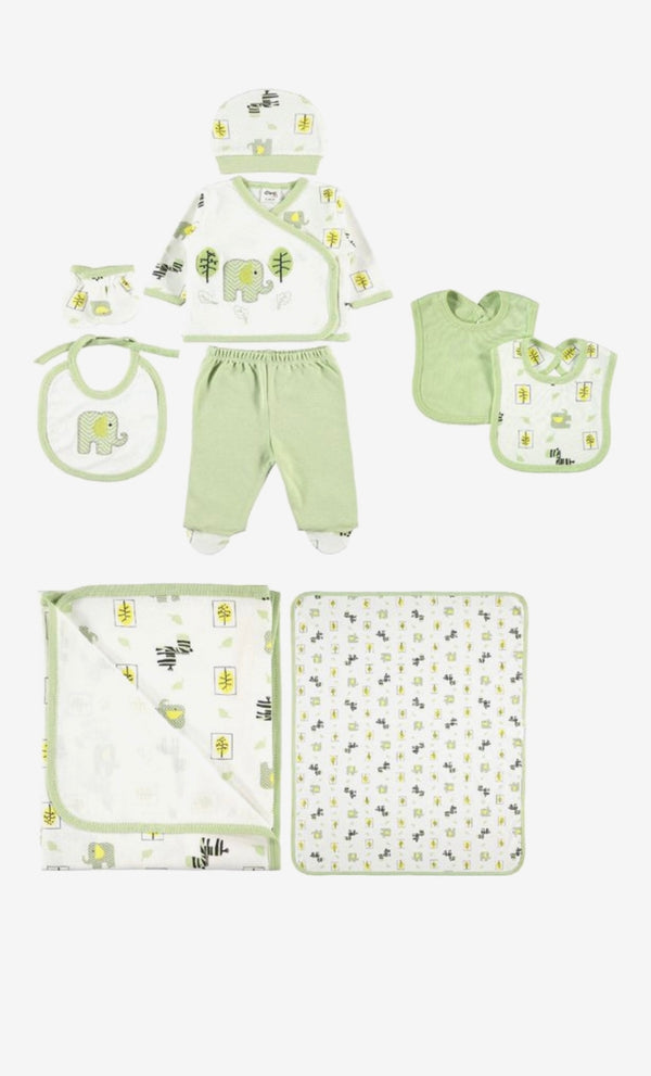 Olifant dekentje cadeau - Baby newborn 5-delige kleding set jongens - Olifant Babykleding