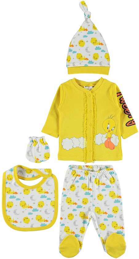 Monddoek cadeau - Tweety 5-delige newborn set - Babykleding