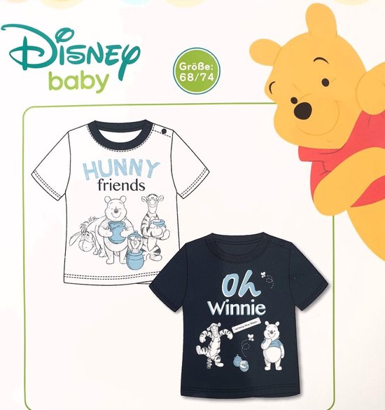 Disney Baby Winnie the Pooh T-shirt - 2 stuks - Maat 68/74